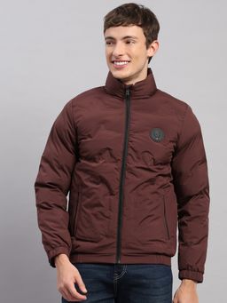 Monte Carlo - Men's Regular Fit Solid Zipper Full Sleeve Burgundy Jacket