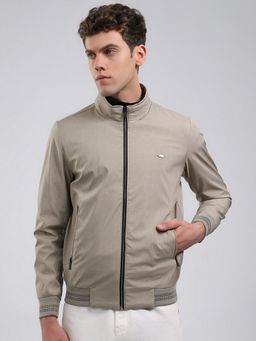 Monte Carlo - Men's Regular Fit Solid Zipper Full Sleeve Beige Jacket