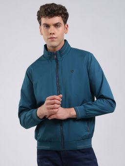 Monte Carlo - Men's Regular Fit Solid Zipper Full Sleeve Teal Jacket