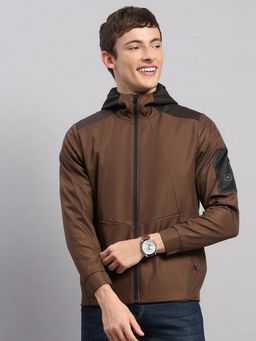 Monte Carlo - Men's Regular Fit Solid Zipper Full Sleeve Brown Jacket