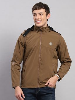Monte Carlo - Men's Regular Fit Solid Zipper Full Sleeve Brown Jacket