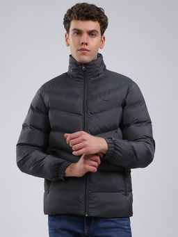 Monte Carlo - Men's Regular Fit Solid Zipper Full Sleeve Grey Jacket