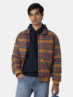 Pepe Jeans - Checked Men Long Sleeves Brown Jacket