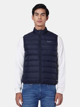 Pepe Jeans - Solid Men Sleeveless Navy Blue Jacket