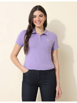 U.S. POLO ASSN. - Lavender Regular Fit Tipped Polo T-Shirt