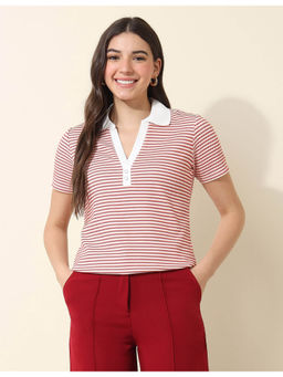U.S. POLO ASSN. - Red Relaxed Fit Striped Polo T-Shirt