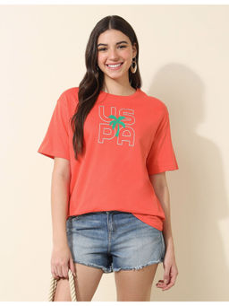 U.S. POLO ASSN. - Orange Boyfriend Fit Brand Solid T-Shirt