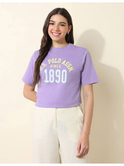 U.S. POLO ASSN. - Lavender Boxy Fit Brand Printed T-Shirt