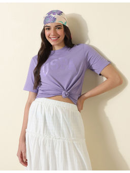 U.S. POLO ASSN. - Lavender Boxy Fit Brand Solid T-Shirt