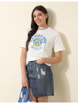 U.S. POLO ASSN. - White Boxy Fit Brand Solid T-Shirt