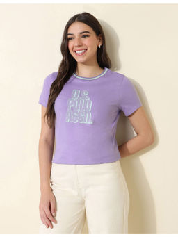U.S. POLO ASSN. - Lavender Regular Fit Brand Solid T-Shirt
