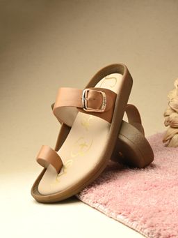EGOSS - Tan Lady Boss Genuine Leather Casual Flipflops