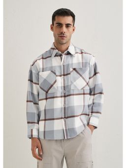 Banana Club - Blue Cotton Checks Shacket