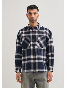 Banana Club - Blue Cotton Checks Shacket