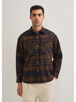 Banana Club - Brown Cotton Checks Shacket