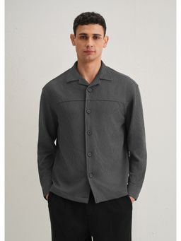 Banana Club - Grey Poly Solid Shacket