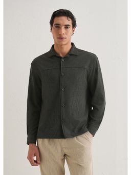 Banana Club - Olive Poly Solid Shacket