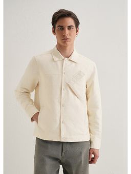 Banana Club - Cream Polyester Self Design Shacket