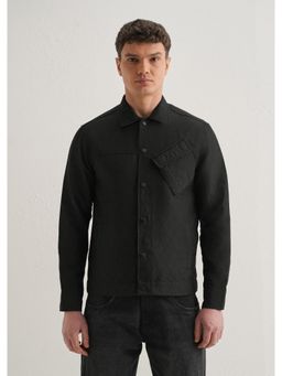Banana Club - Black Polyester Self Design Shacket