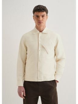 Banana Club - Cream Polyester Self Design Shacket