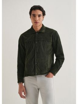 Banana Club - Olive Polyester Solid Shacket