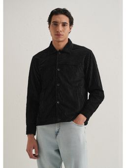 Banana Club - Black Polyester Solid Shacket