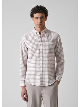 Banana Club - White Polyester Checks Shirt