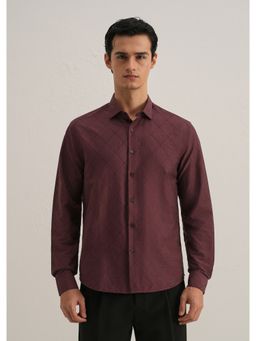 Banana Club - Maroon Tencel Self Design Shirt
