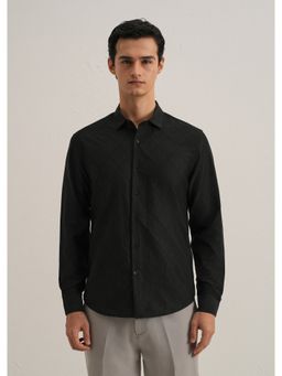 Banana Club - Black Tencel Self Design Shirt