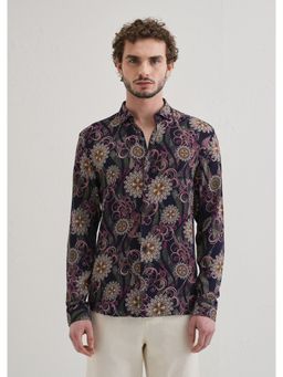 Banana Club - Blue Viscose Rayon Printed Shirt
