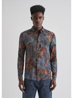 Banana Club - Green Viscose Rayon Printed Shirt