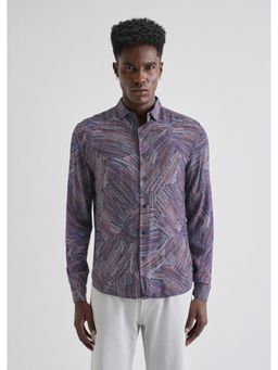 Banana Club - Purple Viscose Rayon Printed Shirt