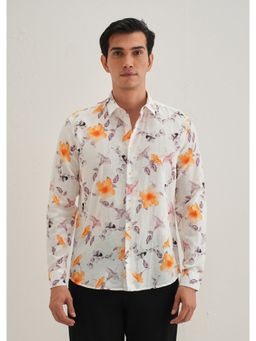 Banana Club - White Cotton Printed Shirt