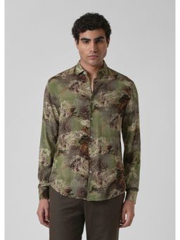 Banana Club - Green Viscose Rayon Printed Shirt