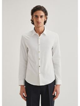 Banana Club - White Cotton Solid Shirt