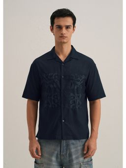 Banana Club - Blue Cotton Embroidered Shirt