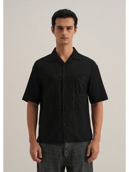 Banana Club - Black Cotton Embroidered Shirt