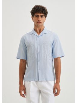 Banana Club - Blue Cotton Embroidered Shirt