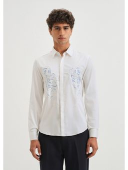 Banana Club - White Cotton Embroidered Shirt