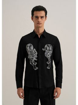 Banana Club - Black Cotton Embroidered Shirt