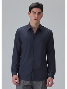 Banana Club - Navy Blue Polyester Solid Shirt
