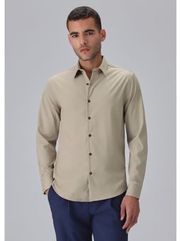 Banana Club - Beige Polyester Solid Shirt