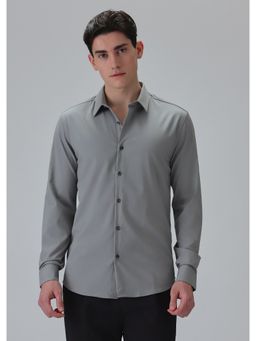 Banana Club - Grey Polyester Solid Shirt