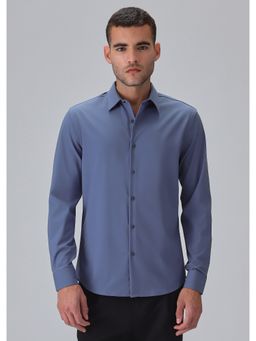 Banana Club - Blue Polyester Solid Shirt