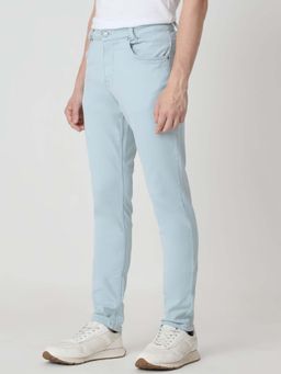 Mufti - Blue Cotton Blend Solid Jeans