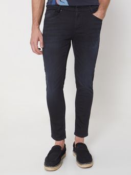 Mufti - Black Cotton Blend Solid Jeans