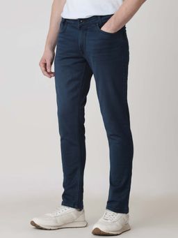 Mufti - Blue Cotton Blend Solid Jeans