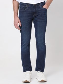 Mufti - Blue Cotton Blend Solid Jeans