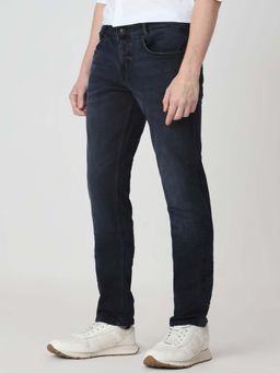 Mufti - Blue Cotton Blend Solid Jeans
