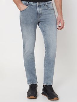 Mufti - Grey Cotton Blend Solid Jeans